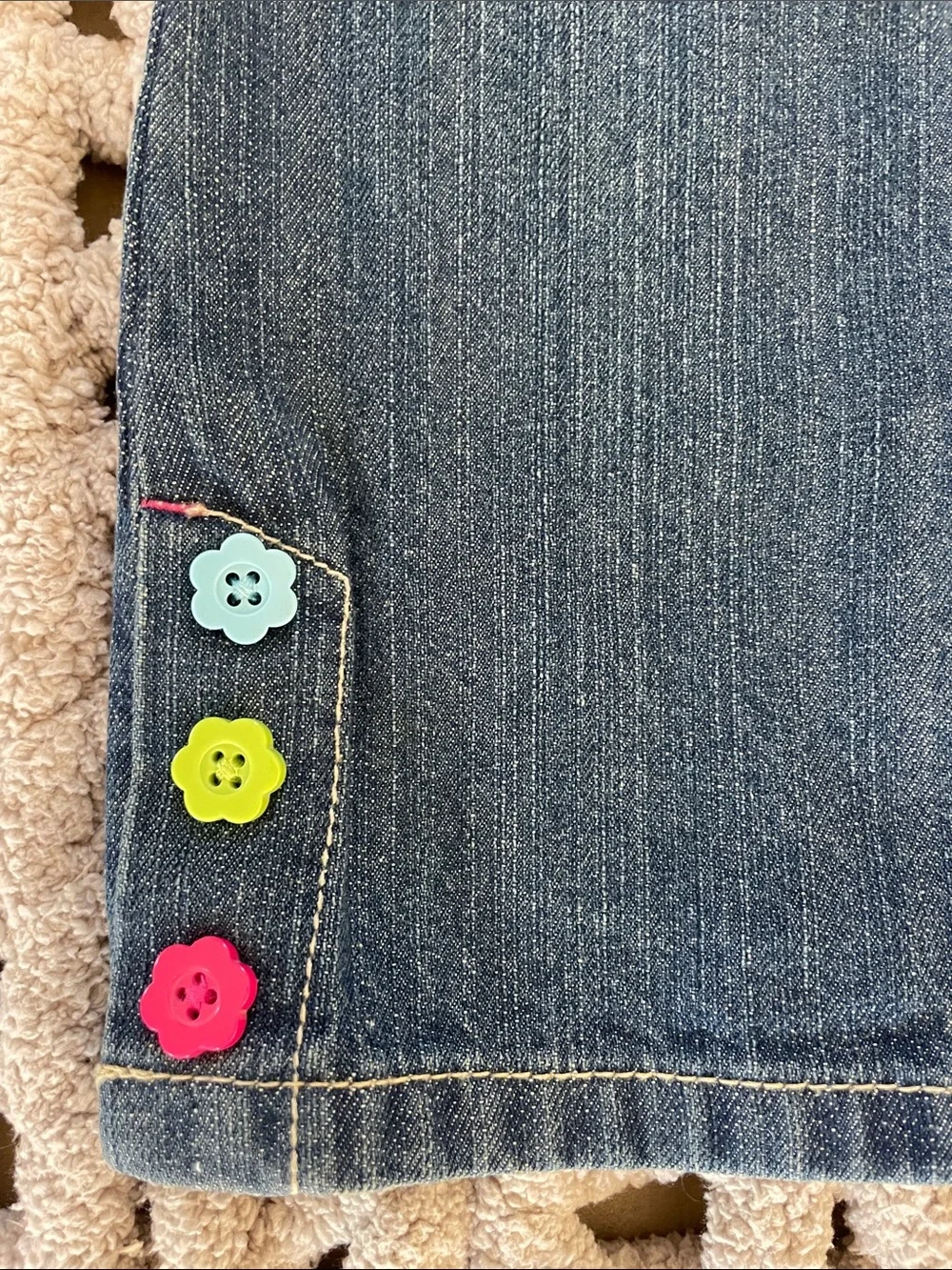 Gymboree Dark Blue Flare Jeans with Colorful Button Accents